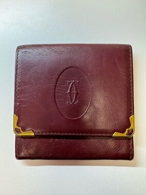 Cartier Vintage Burgundy Leather Coin Pouch